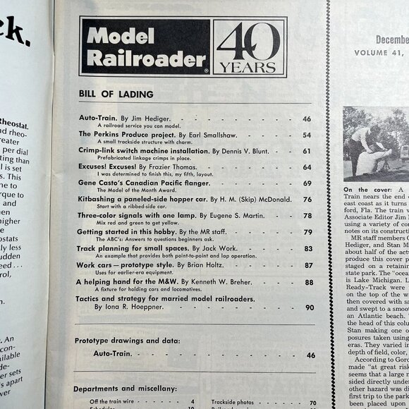 Model Railroader Magazine Back Issue u Dec 1974 Vol 41 No 12 Auto Train - Picture 3 of 6